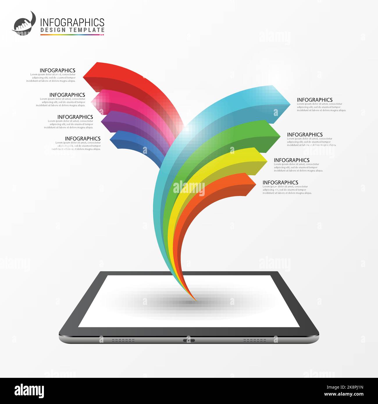 Different Way. Infographics with arrows. Modern template. Vector illustration Stock Vector