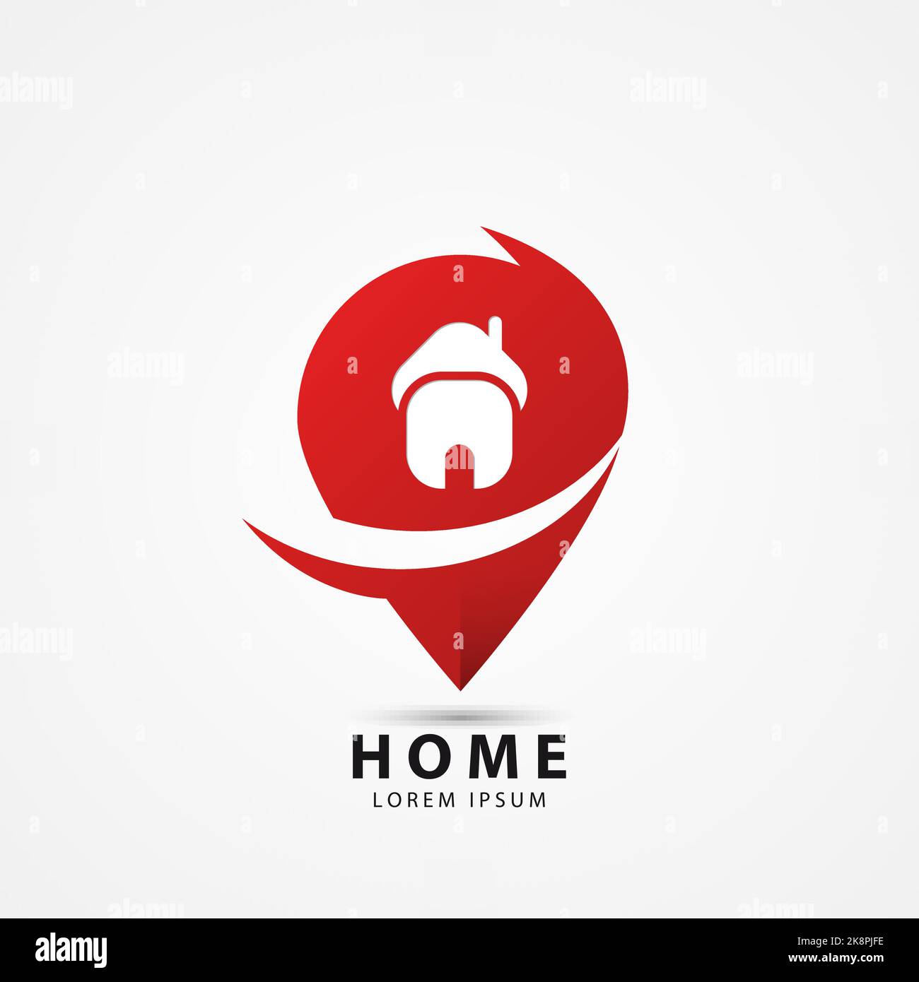 Creative red symbol. Map pointer house icon. Vector illustration Stock Vector