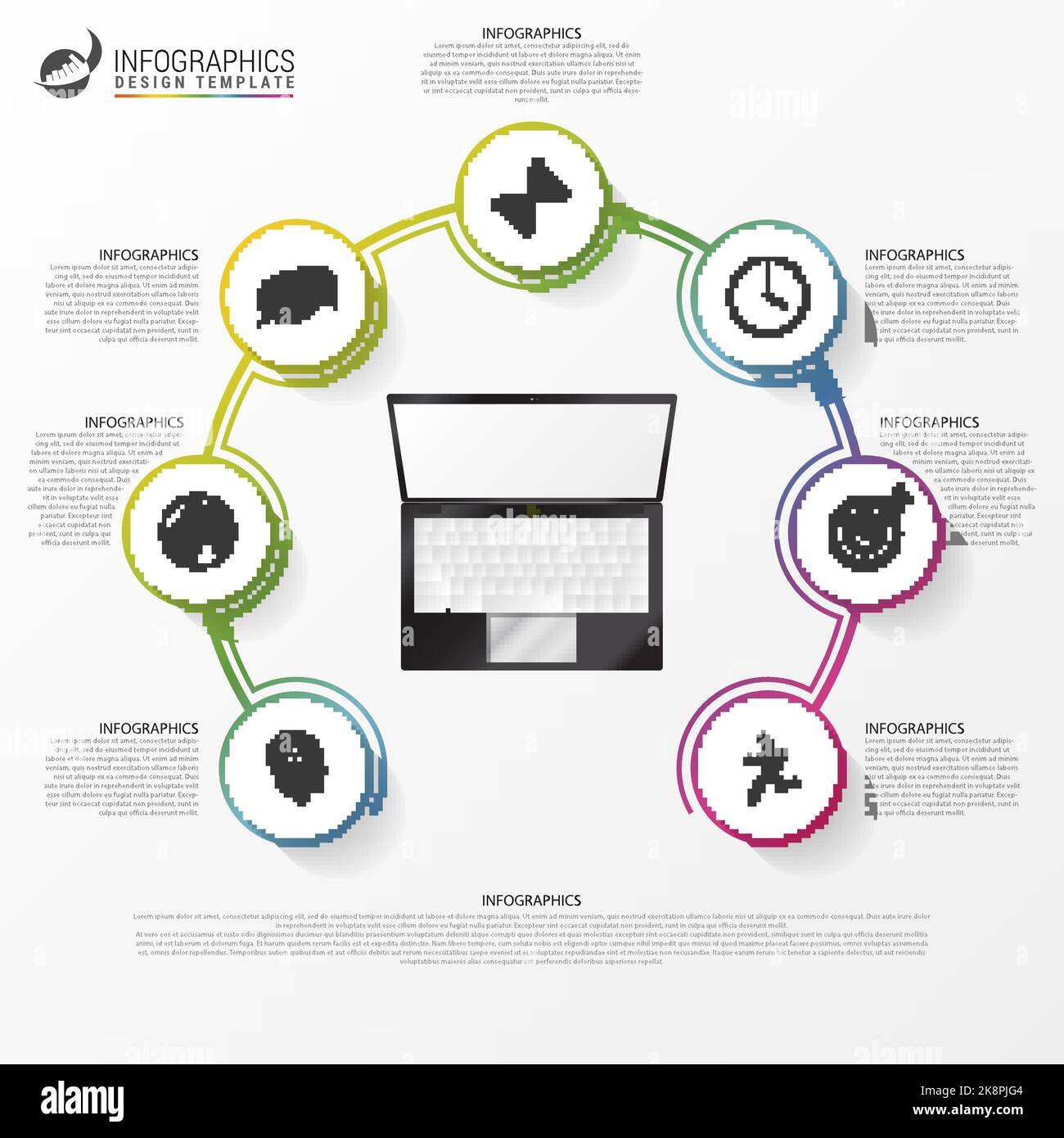 Infographic design template with computer. Vector illustration Stock ...