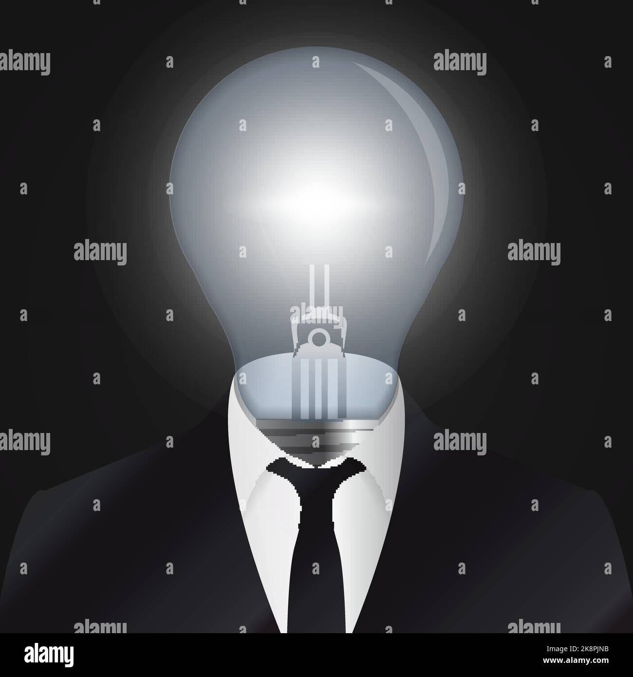 Idea. Human head with bulb symbol. Vector illustration Stock Vector ...