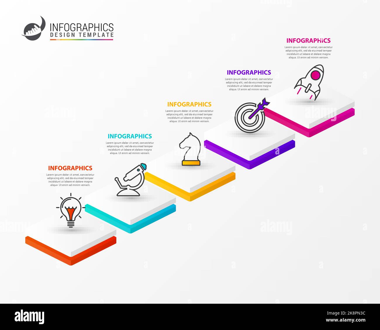 Infographic design template with 5 steps. Business startup concept ...