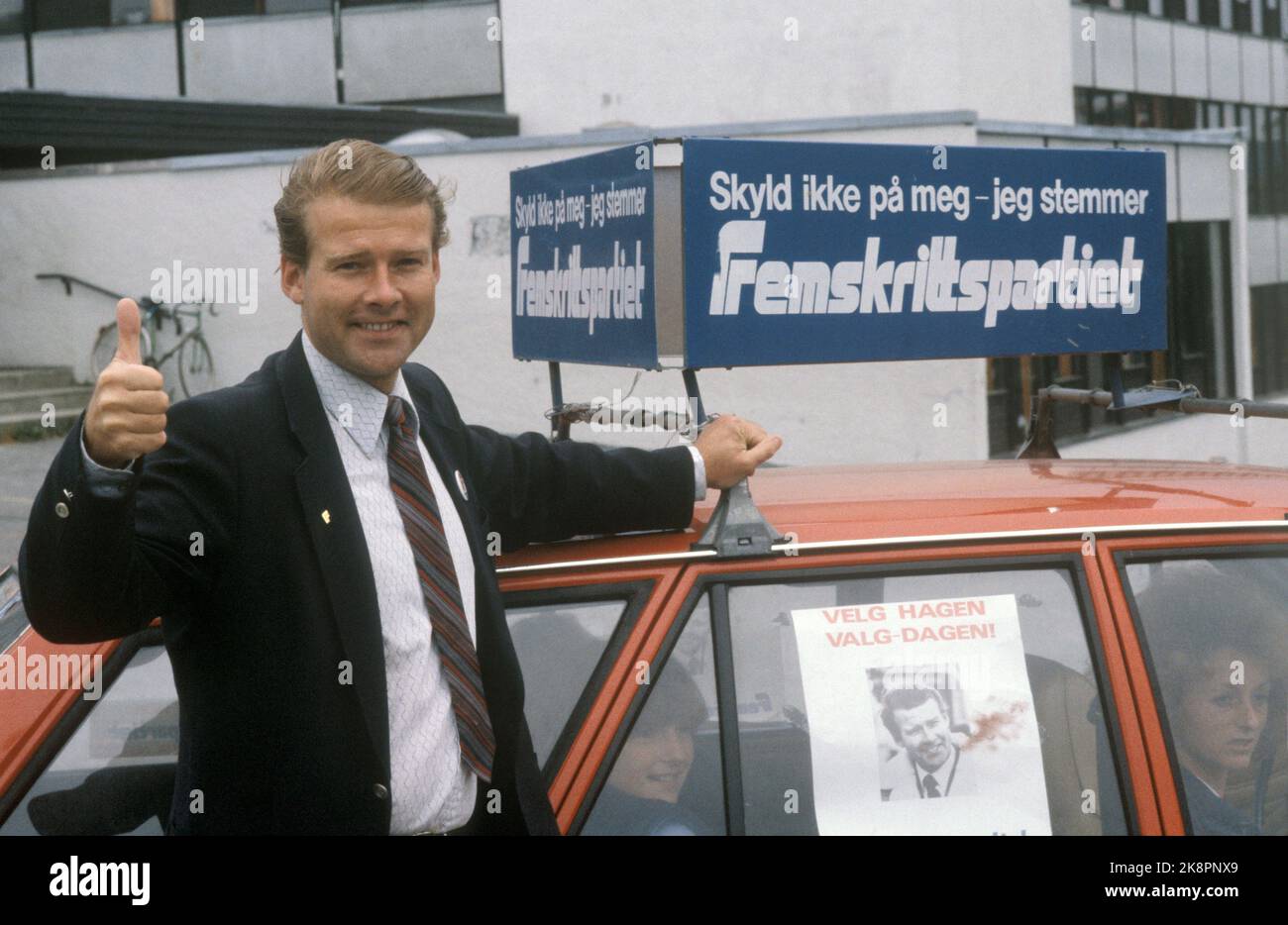 Oslo 198109: Carl I. Hagen, the Progress Party, photographed with ...