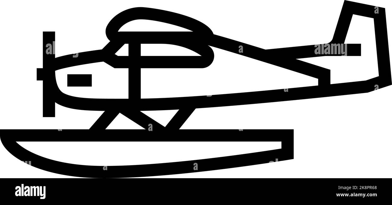 floatplane airplane aircraft line icon vector illustration Stock Vector