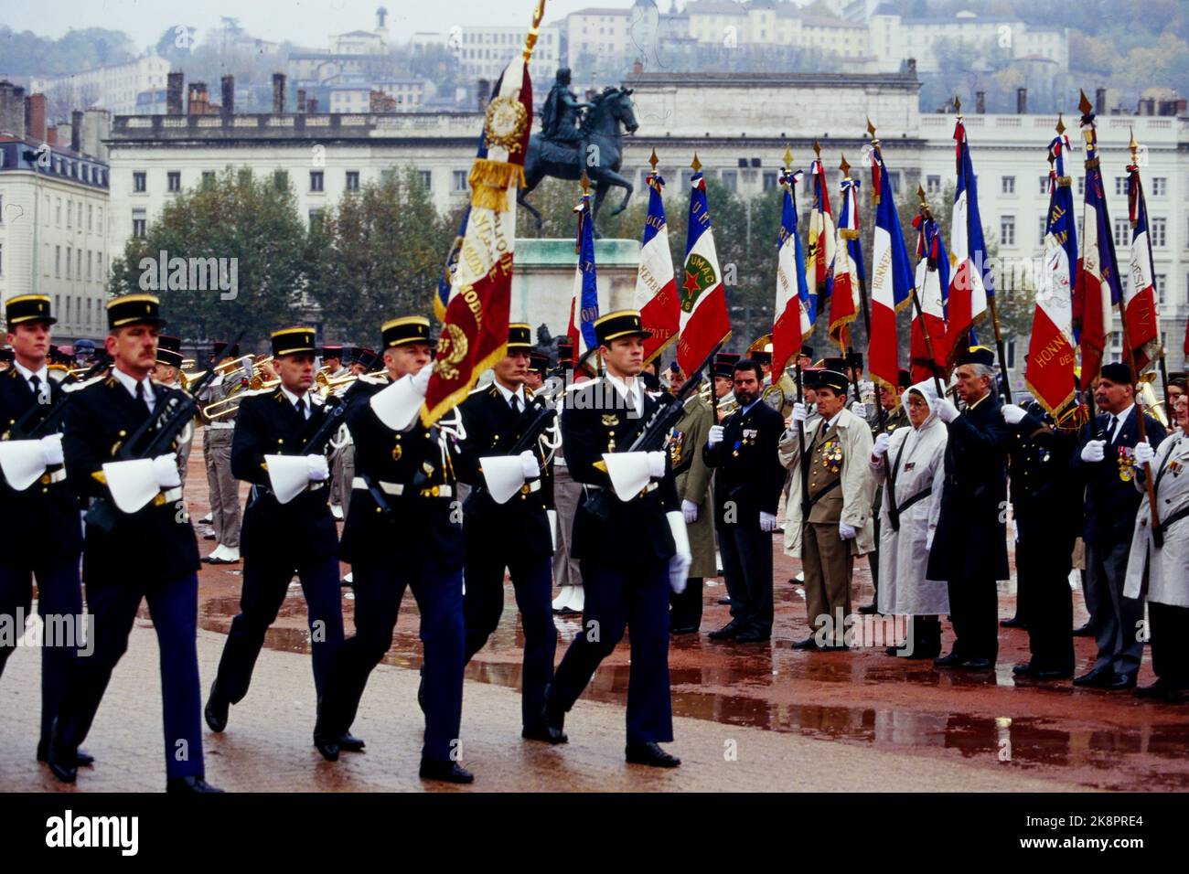 French National Gendarmerie, November 11th ceremony, Lyon, France, 1993 Stock Photo