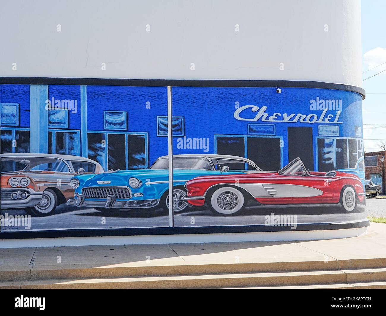 Taylor, Texas USA Colorful mural of popular midlate1950's Chevrolet