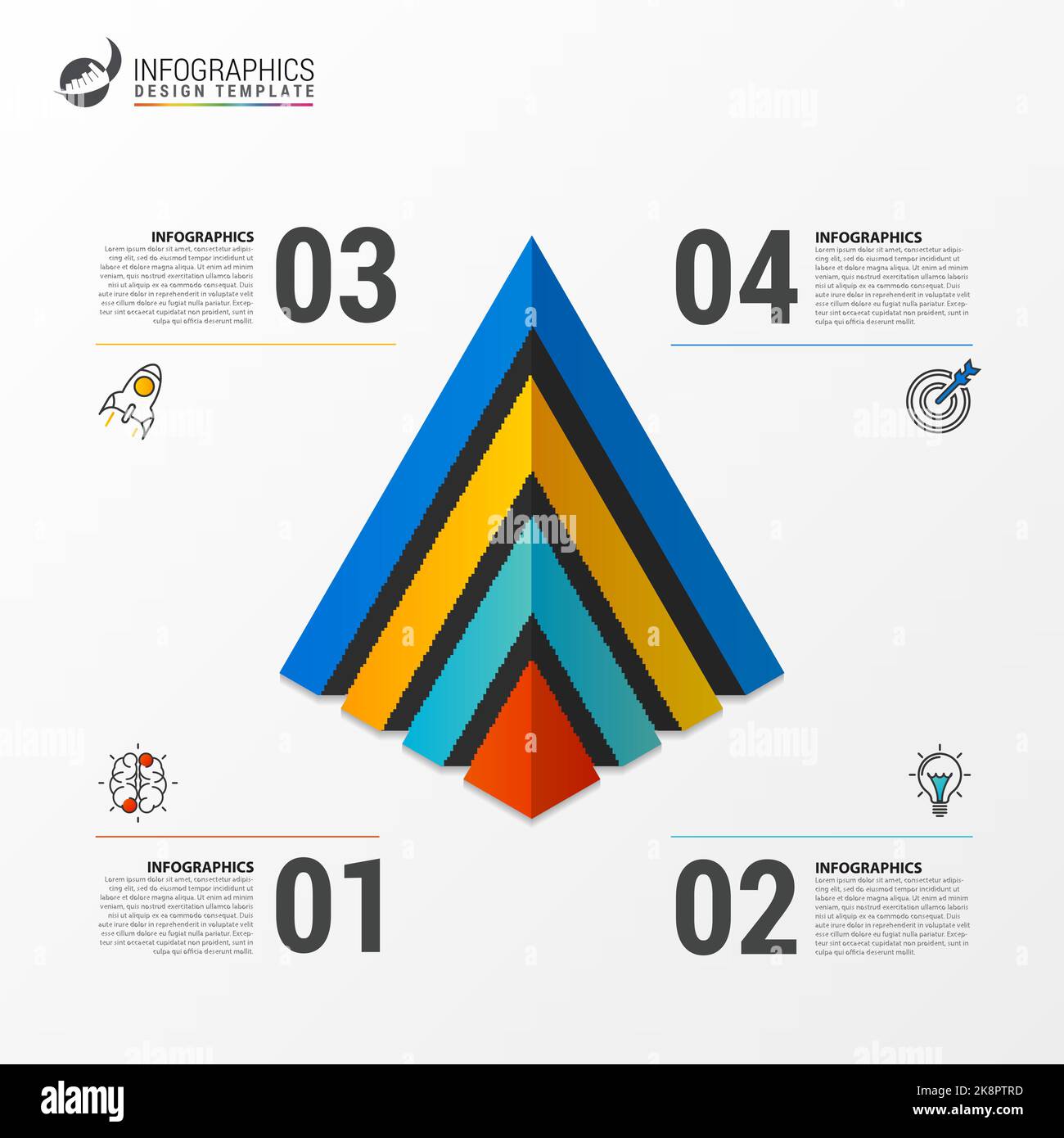 Pyramid infographic template with four steps. Vector illustration Stock Vector