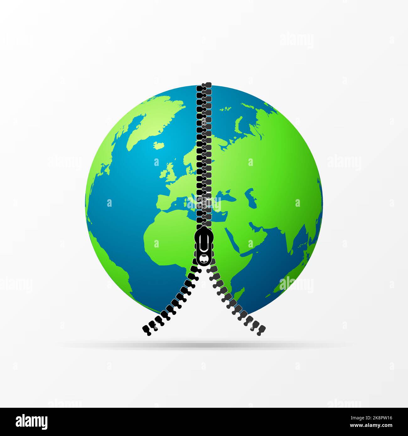Earth globe with zipper. Connection concept. Vector illustration Stock Vector