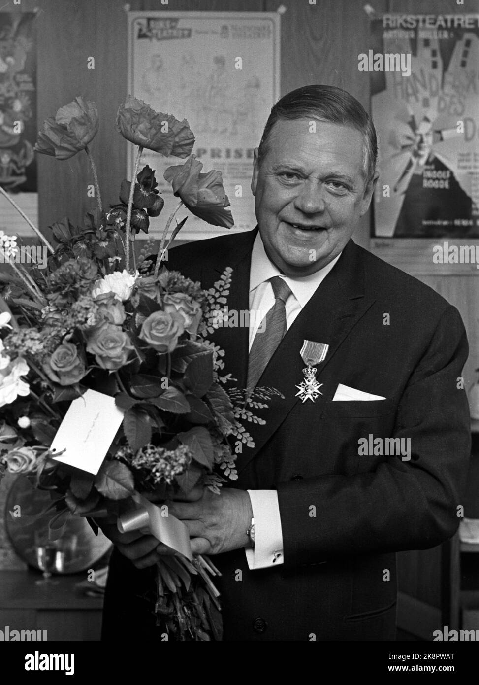 Oslo 19690618 actress Ingolf Rogde with St Olav's Order and Flowers. In ...