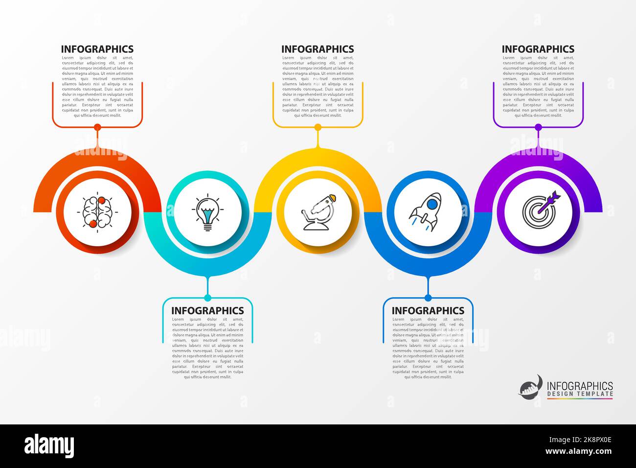 Infographic design template with 5 steps. Timeline. Vector illustration ...