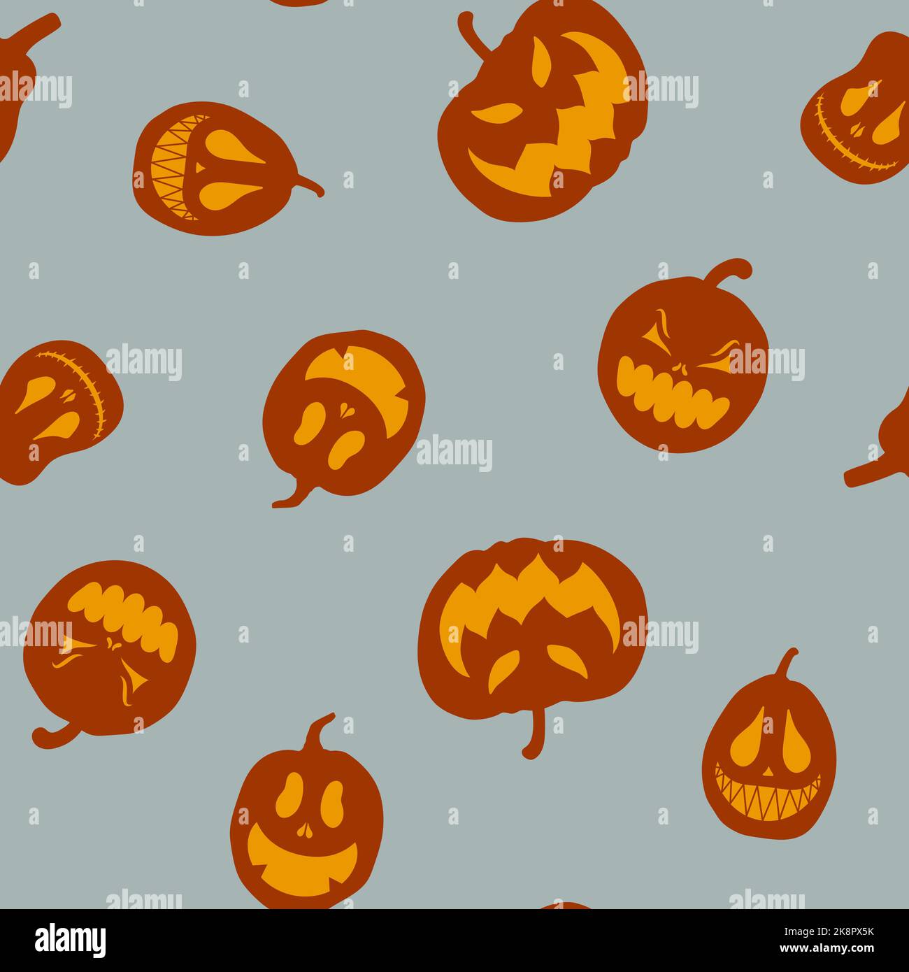 Cute pumpkins seamless pattern. Design for textile, prints for clothes. Vector illustration. Stock Vector