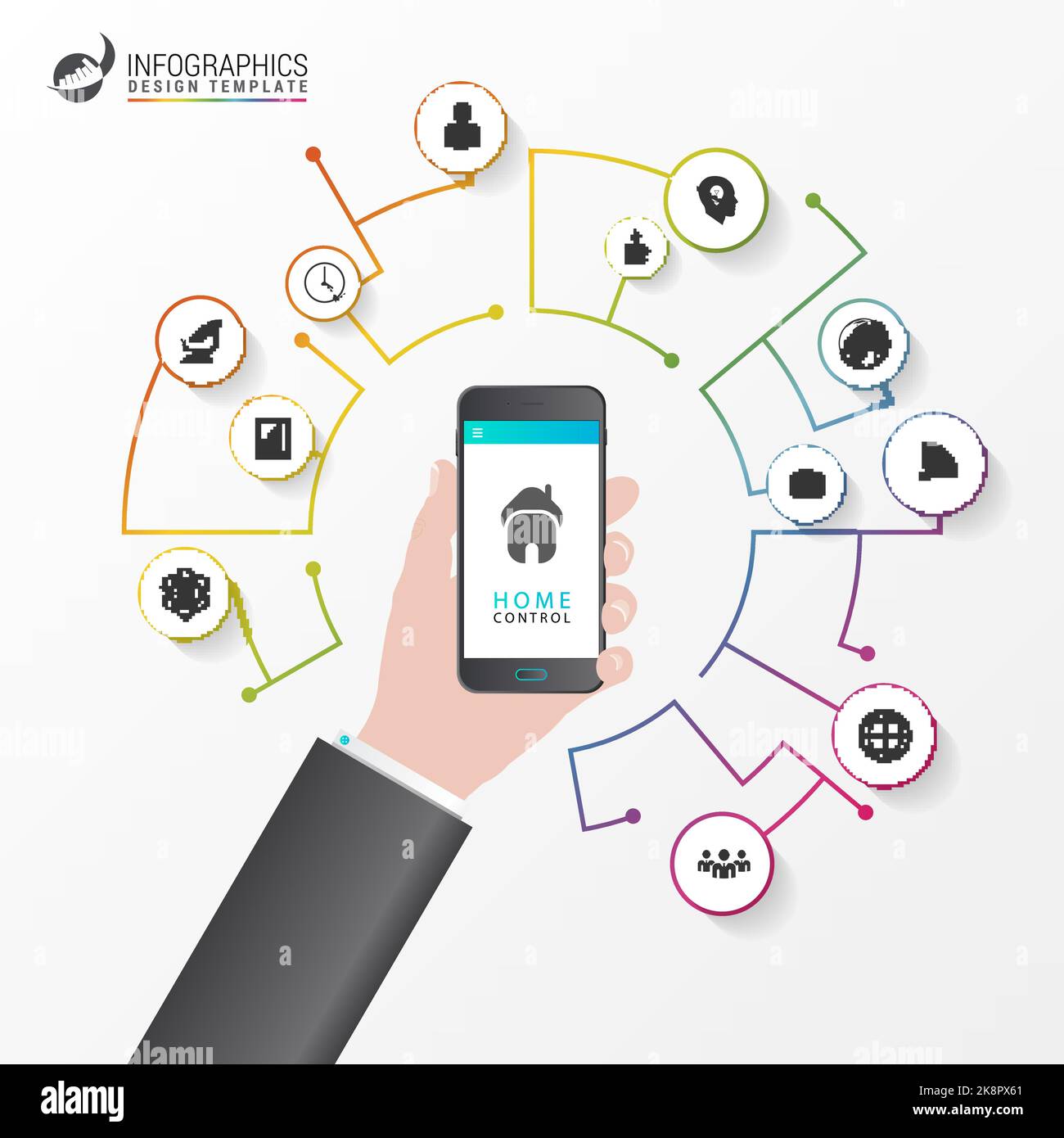 Smart home. Infographic design template. Control concept. Vector illustration Stock Vector