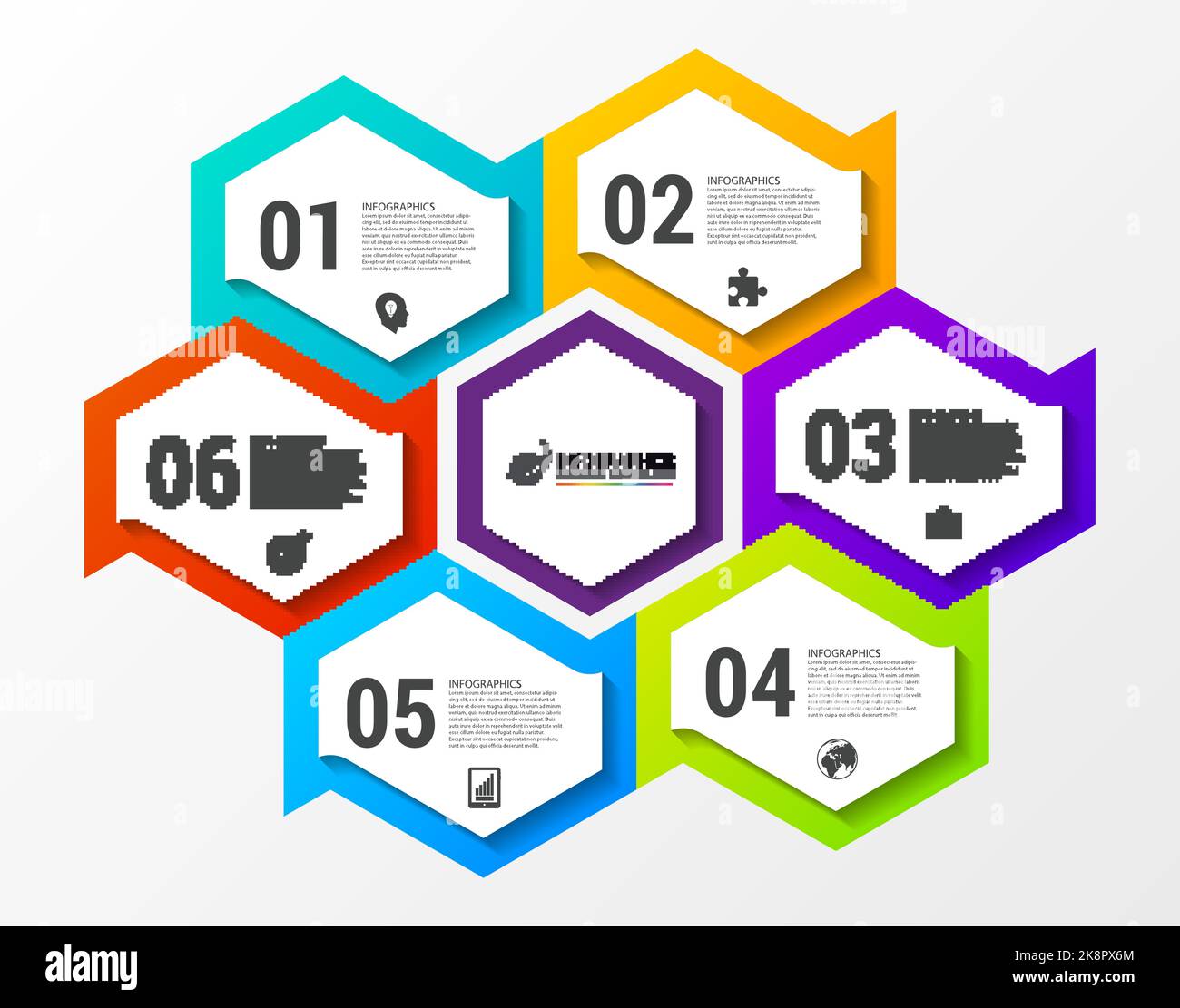 Infographic design template. Business concept with 6 steps. Hexagon ...