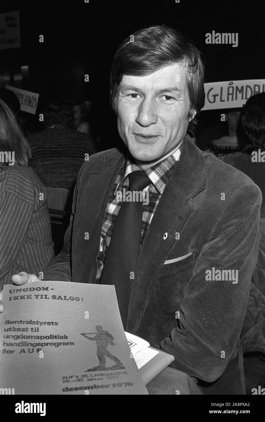 Oslo January 30, 1977. Thorbjørn Jagland from Lier in Buskerud was elected new chairman of the workers' youth county at the national meeting on Sunday. He replaced Sissel Rønbeck. Photo; Oddvar Walle Jensen / NTB / NTB Stock Photo