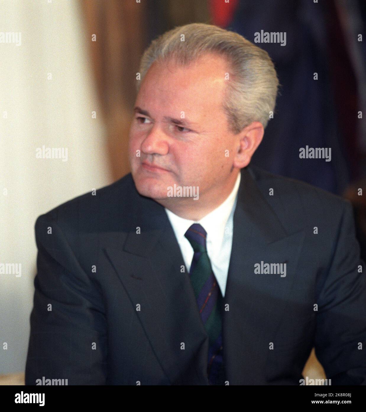 Belgrad 19950330: Foreign Minister Bjørn Tore Godal (Ap) visiting Serbia's President Slobodan Milosevic in Belgrade. Photo: Conelius Poppe Scanfoto / NTB Stock Photo