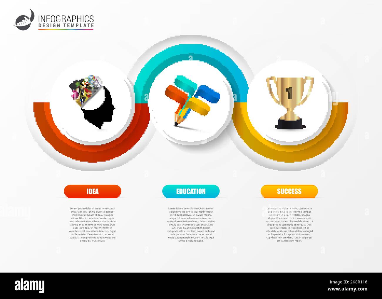 Business infographic timeline concept with 3 steps. Vector illustration Stock Vector