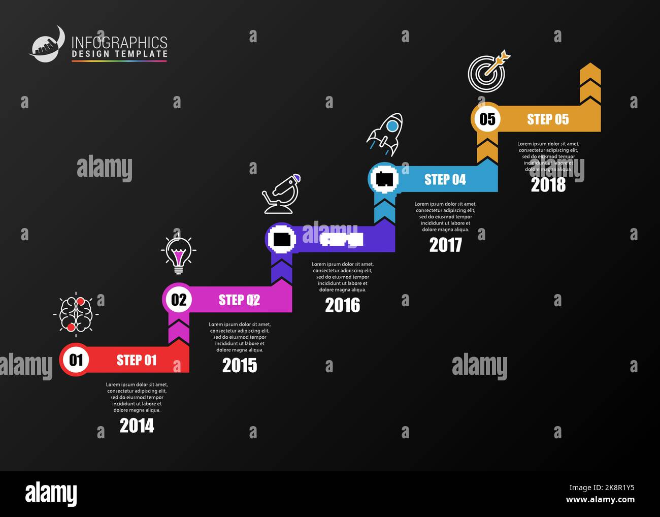 Infographic design template. Timeline concept with 5 steps. Vector ...