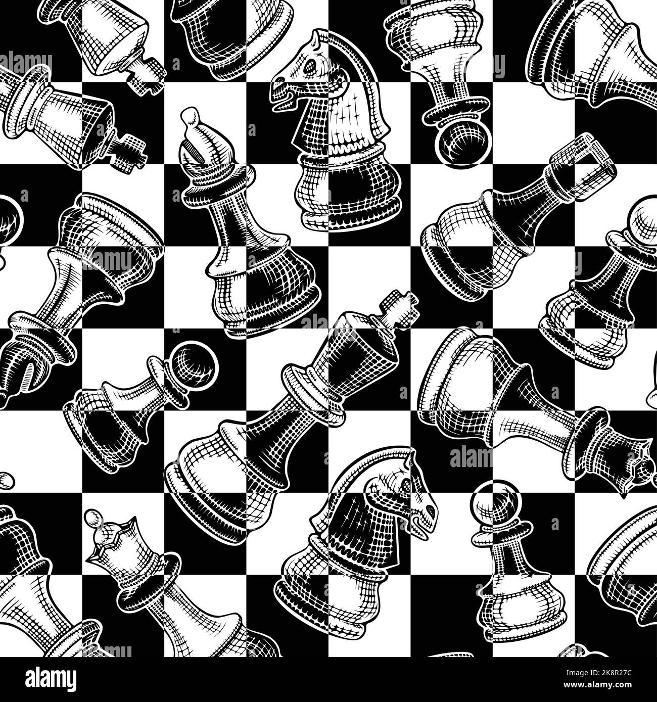 Chess Pieces With A Compass In The Background High-Res Vector