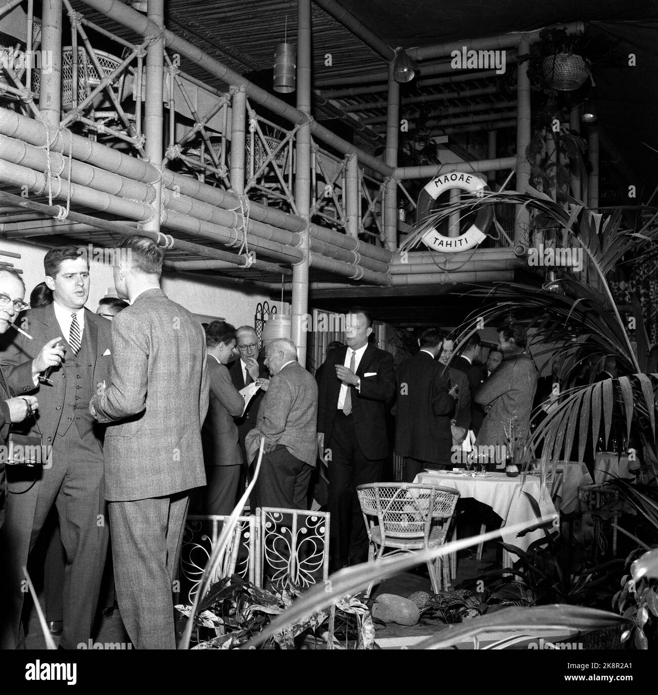 Oslo 19620508 Norway's new building on Sjølyst has just opened. Here's interior from Kon Tiki Restaurant. Photo NTB / NTB Stock Photo