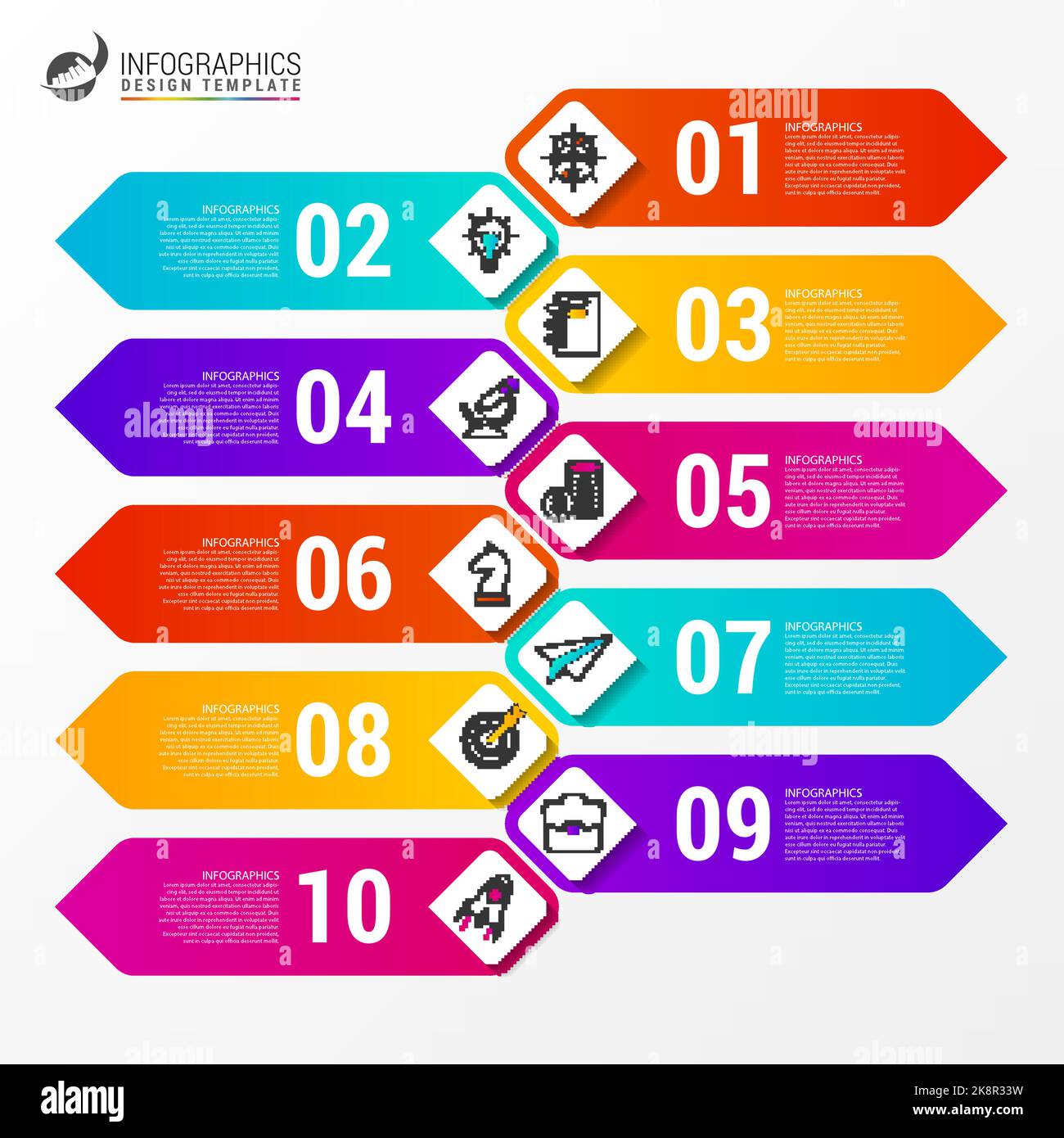 Timeline concept. Infographic design template with 10 steps. Vector ...