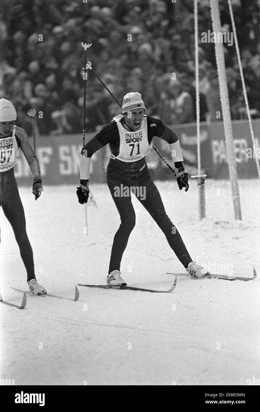 Oslo 19820223 World Cup in Holmenkollen, 15 km. For men, Oddvar Brå wins in action. Photo: NTB / NTB Stock Photo