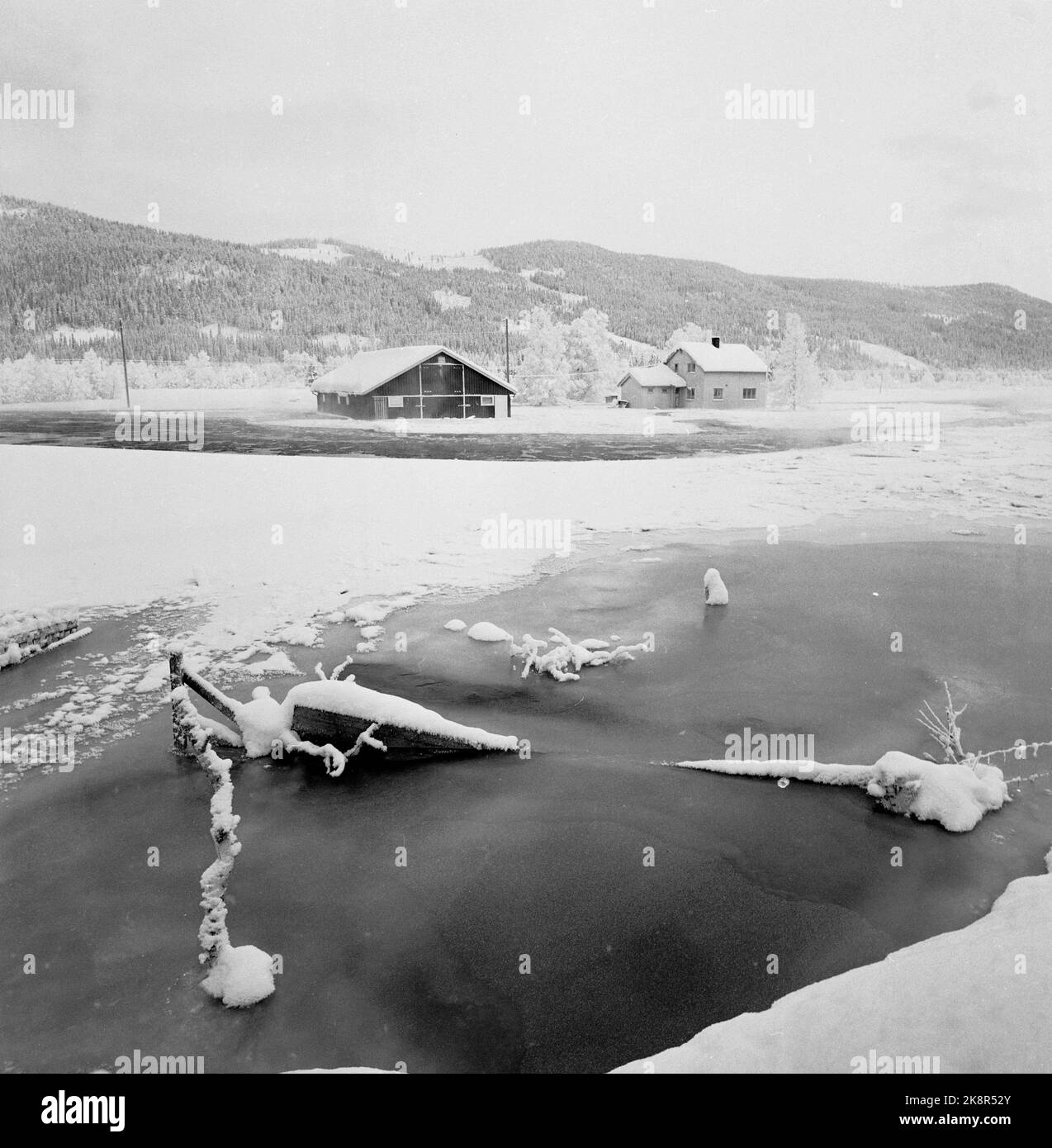 Trysil january 1968 ice flood in the trysil river hires stock