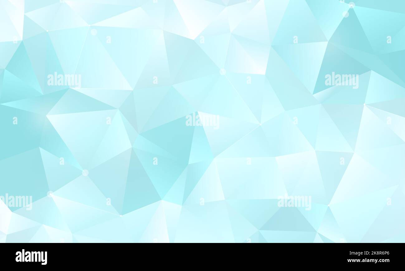 Turquoise and light blue polygon vector pattern background. Abstract full frame 3D triangular low poly style background. Copy space. Stock Photo