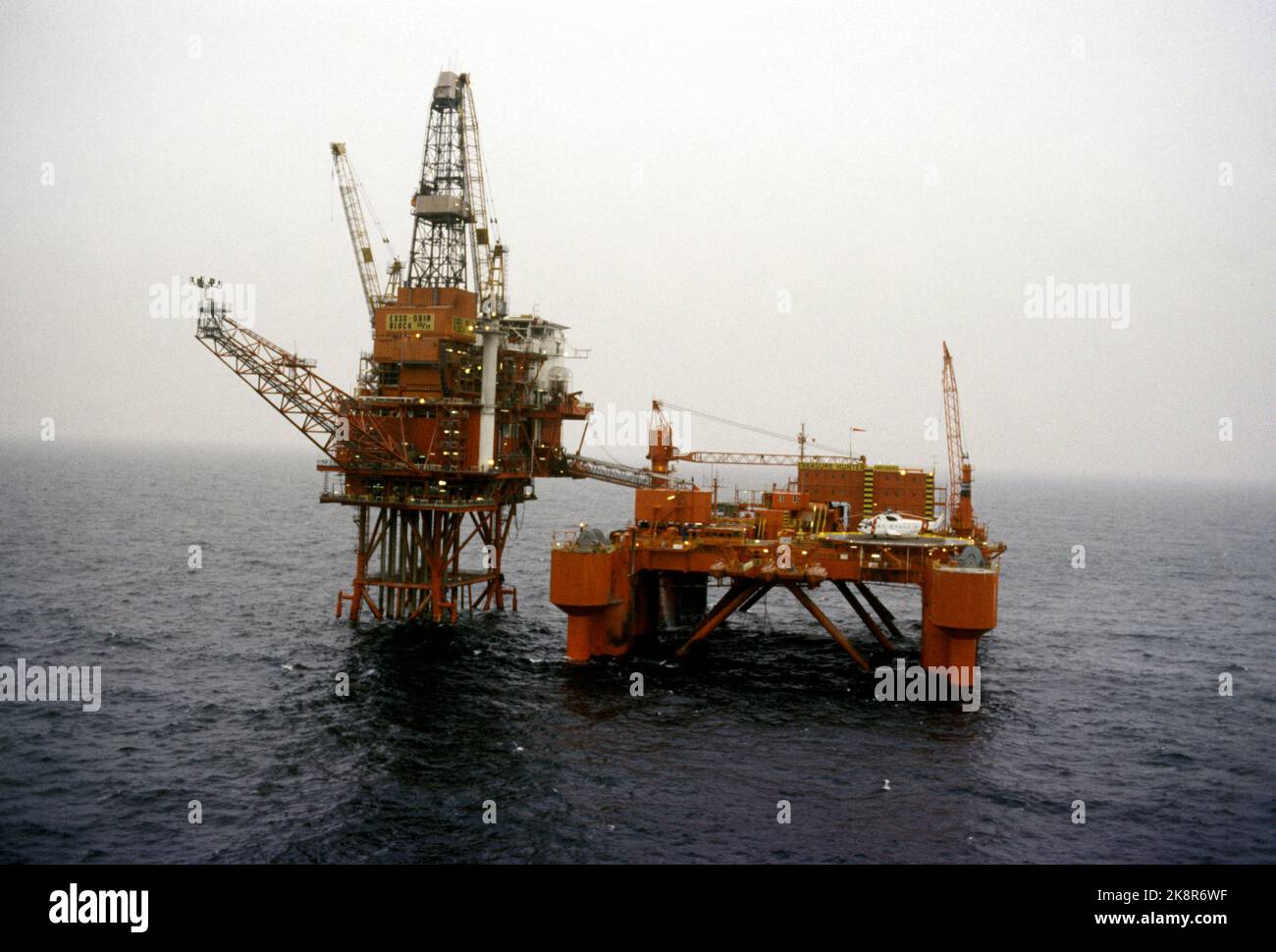 North Sea 19841016. The production platform Odin, exterior. The North Sea's smallest production platform became Officially opened. Photo Bjørn Sigurdsøn / NTB / NTB Stock Photo