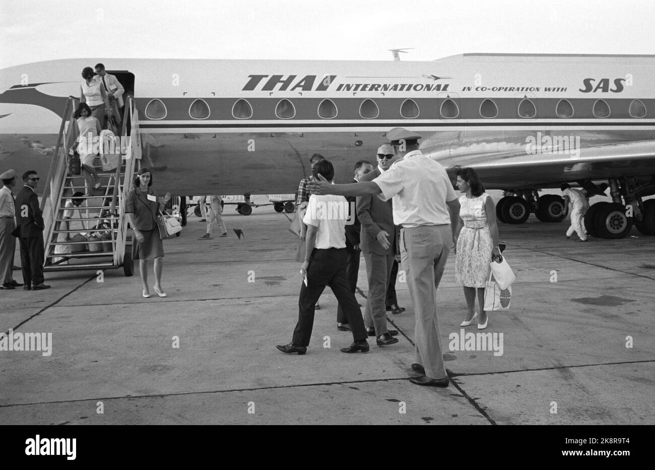 Bangkok June 5, 1965, Thailand. For 5 years, the airline SAS has built up Thai Airways International Ltd (Thai International) in Thailand, for mutual joy and benefit. The company has three caravels and about 700 employees of which 37 Scandinavians. Here from Bangkok airport. Photo: Sverre A. Børretzen / Current / NTB Stock Photo