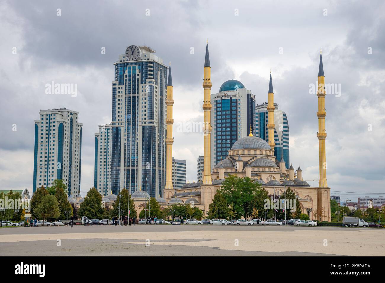 GROZNY, RUSSIA - SEPTEMBER 29, 2021: The Heart of Chechnya Mosque and the Grozny City complex, Chechen Republic. Russia Stock Photo