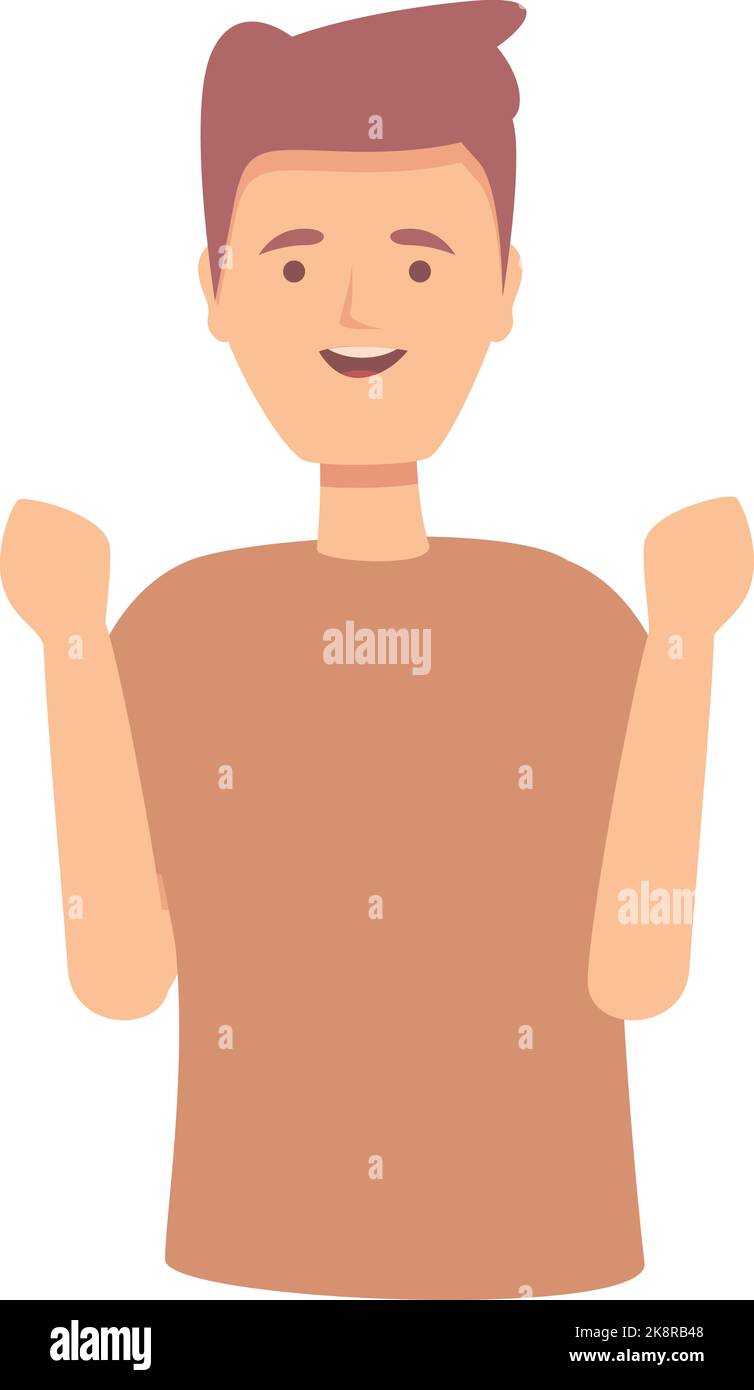 Happy person icon cartoon vector. Man character. Strong positive Stock