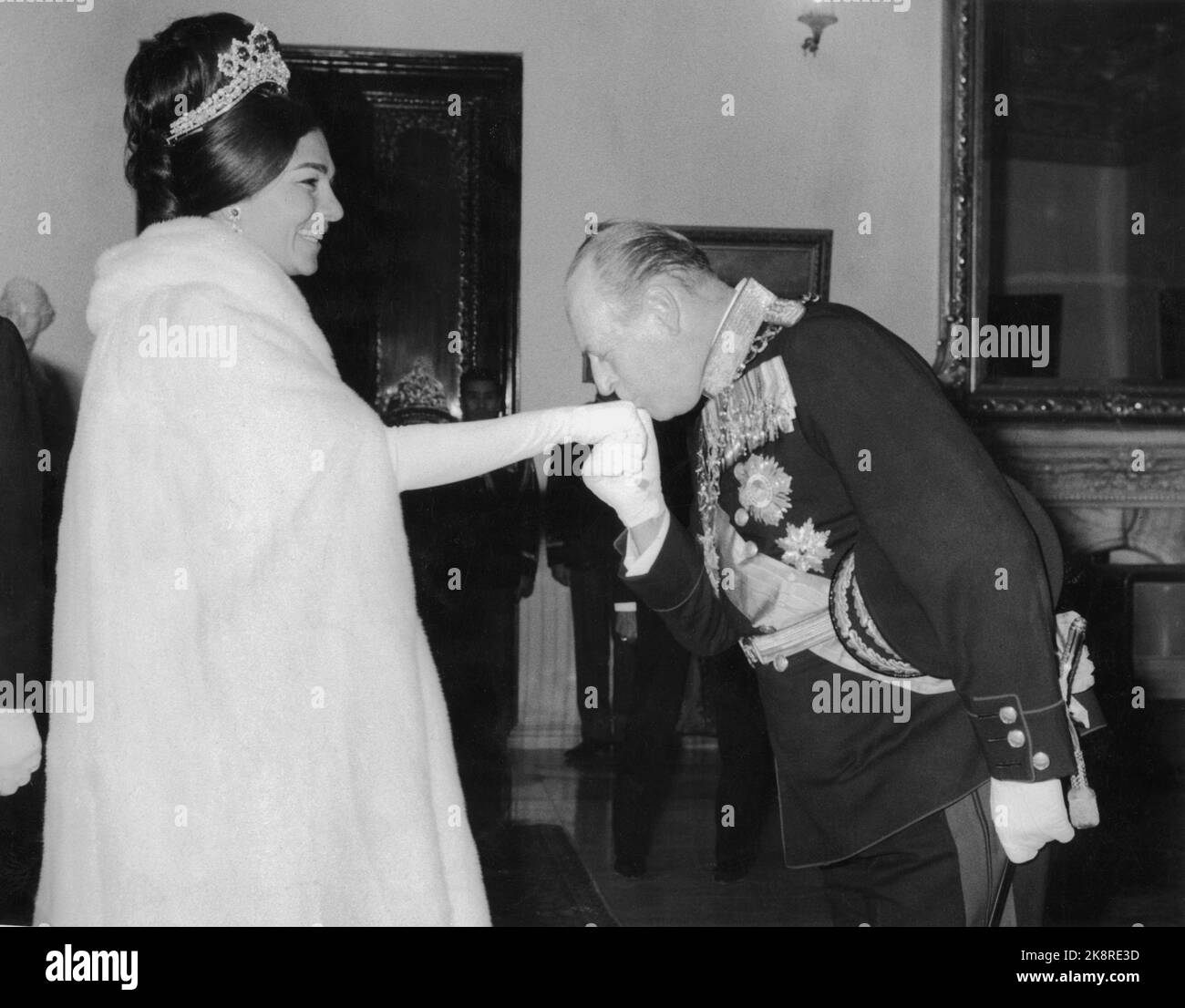 Iran January 1965 King Olav Visits Iran Here He Kisses Fara Dibah On iran-january-1965-king-olav-visits-iran-here-he-kisses-fara-dibah-on
