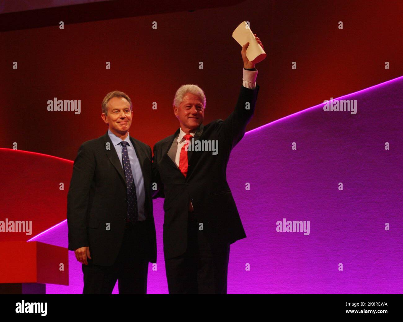 Former US president Bill Clinton and Tony Blair at a Labour conference