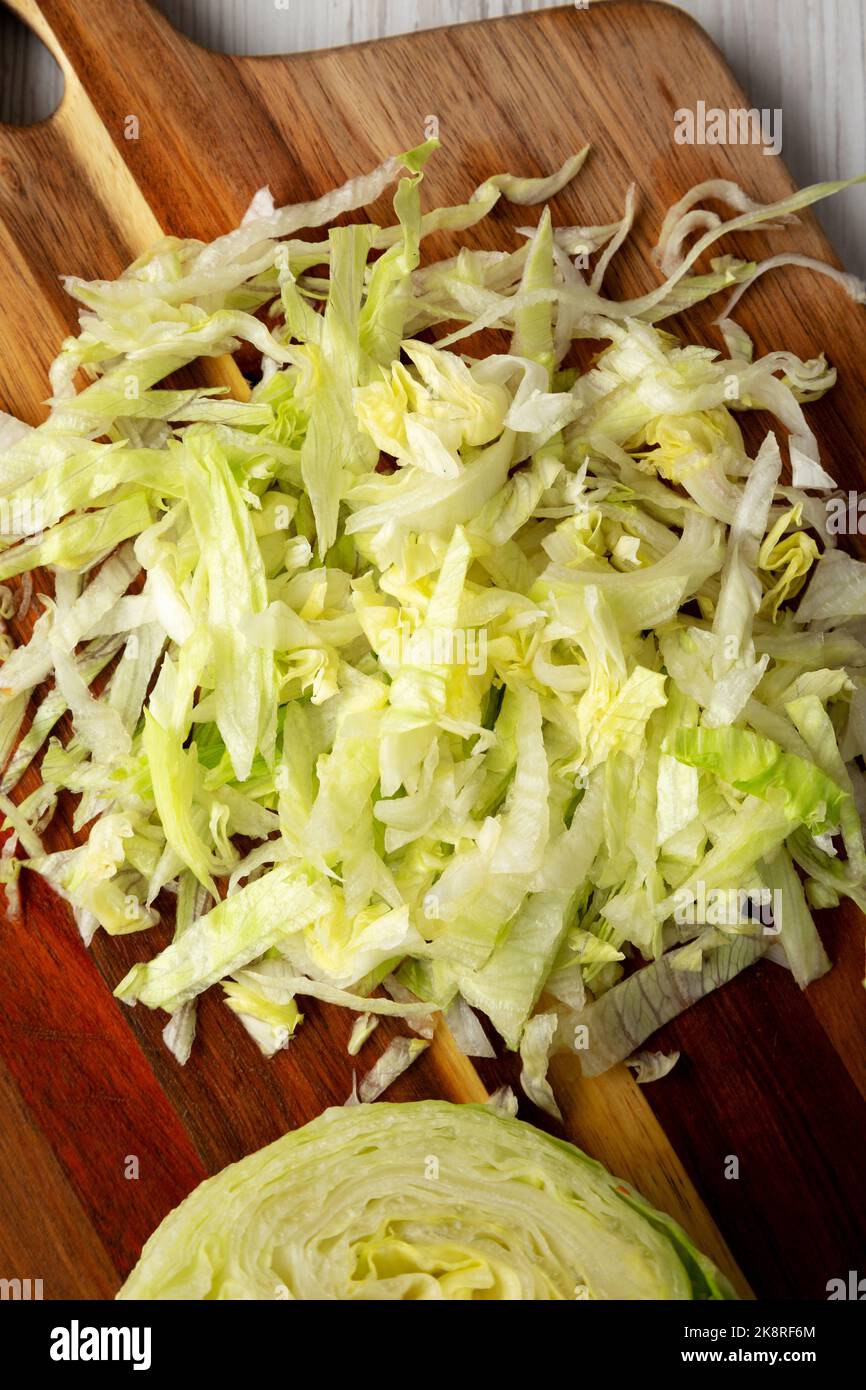 Raw Organic Cut Up Iceberg Lettuce Ready to Eat Stock Photo Alamy