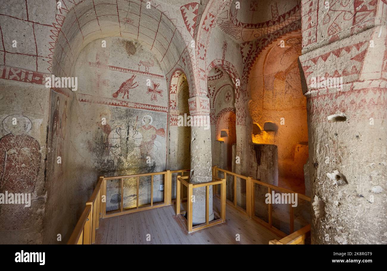 St. Basil Church, underground church in Goreme open air museum, Cappadocia, Anatolia, Turkey Stock Photo
