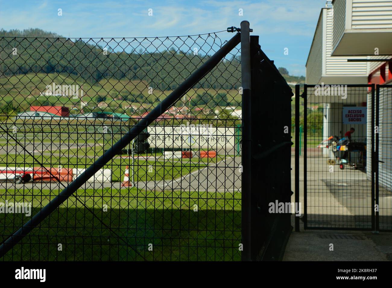 Children's Racing Gokarts on trolleys being prepared for lessons at the Fernando Alonso Karting