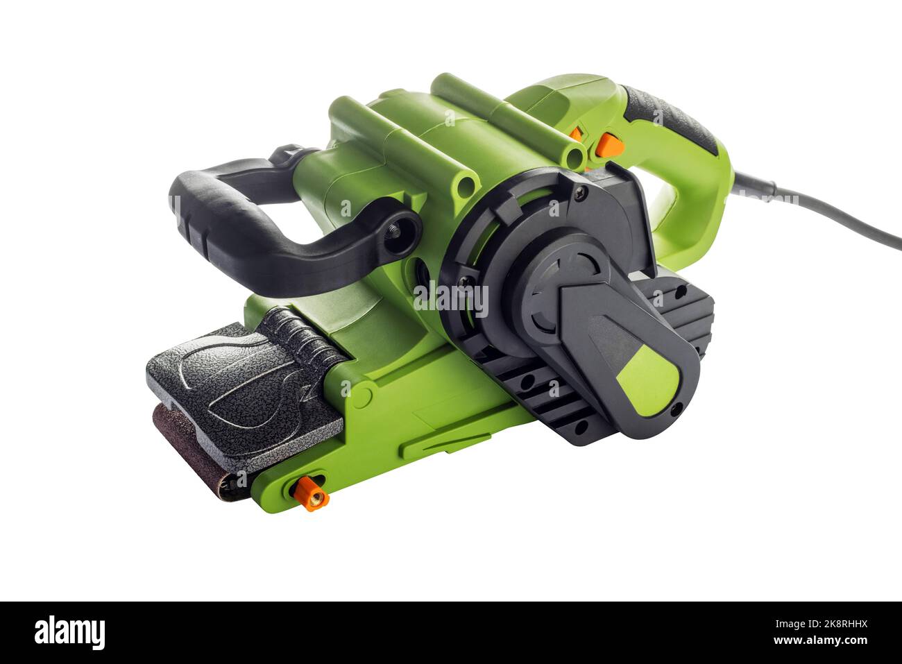 Electric sander on a white background. Electrical belt grinding machine Stock Photo