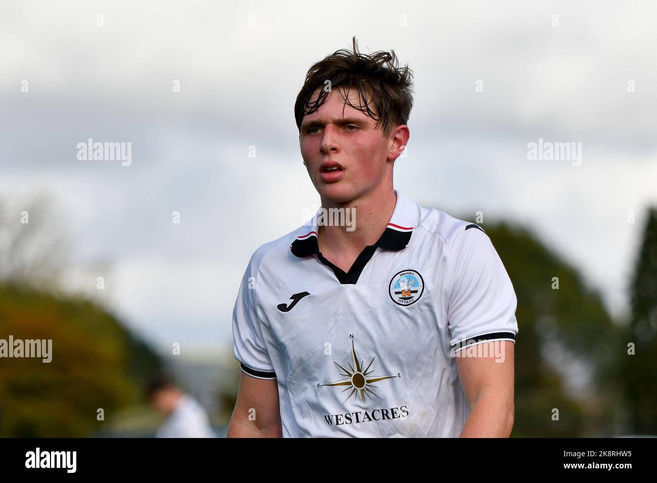 Swansea, Wales. 24 October 2022. Nathanael Ogbeta of Swansea City during  the Professional Development League game between Swansea City Under 21 and  Millwall Under 21 at the Swansea City Academy in Swansea