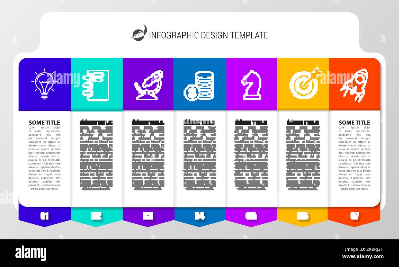 Infographic design template. Creative concept with 7 steps. Can be used for workflow layout, diagram, banner, webdesign. Vector illustration Stock Vector