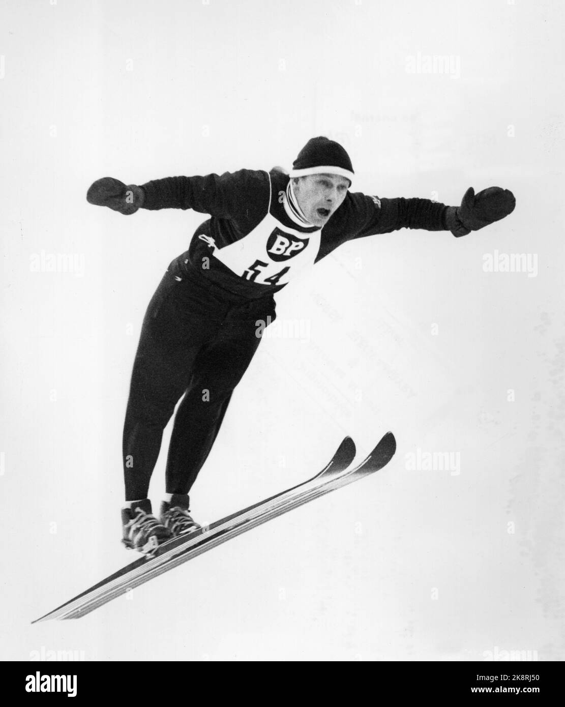 Falun Swedish Skidspelen February 11, 1963. Skiing Toralf Engan in