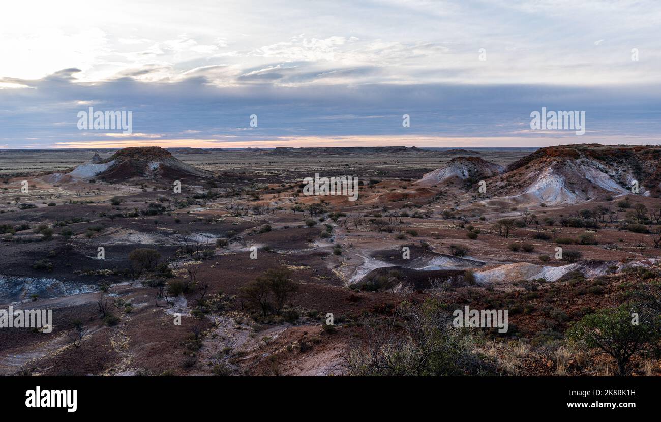 A scenic view of Kanku-Breakaways Conservation Park, Stuart Highway, Coober Pedy, South Australia Stock Photo
