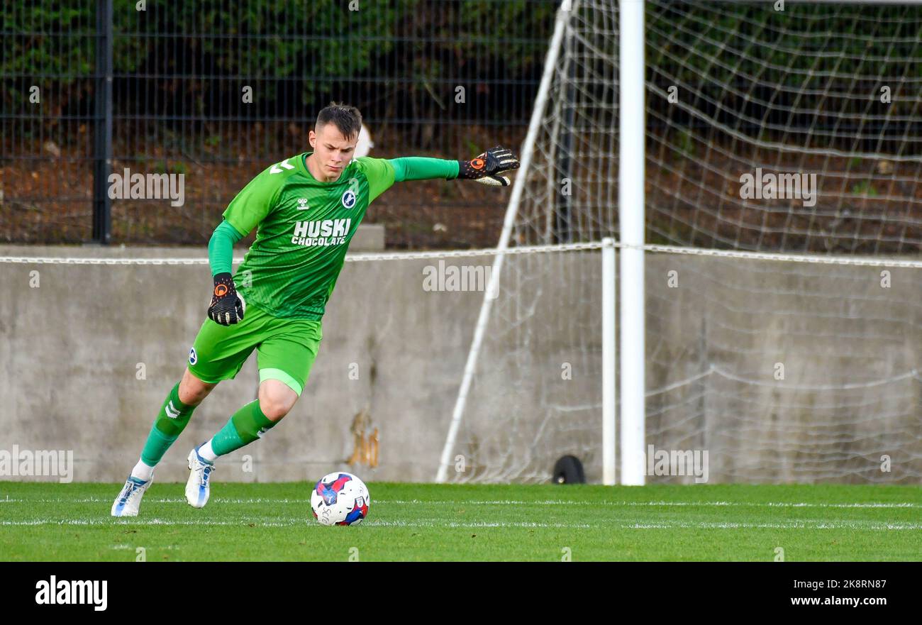 Swansea, Wales. 4 February 2023. Richard Faakye of Swansea City holds off  the challenge from Jack Howland of Millwall during the Professional  Development League game between Swansea City Under 18 and Millwall