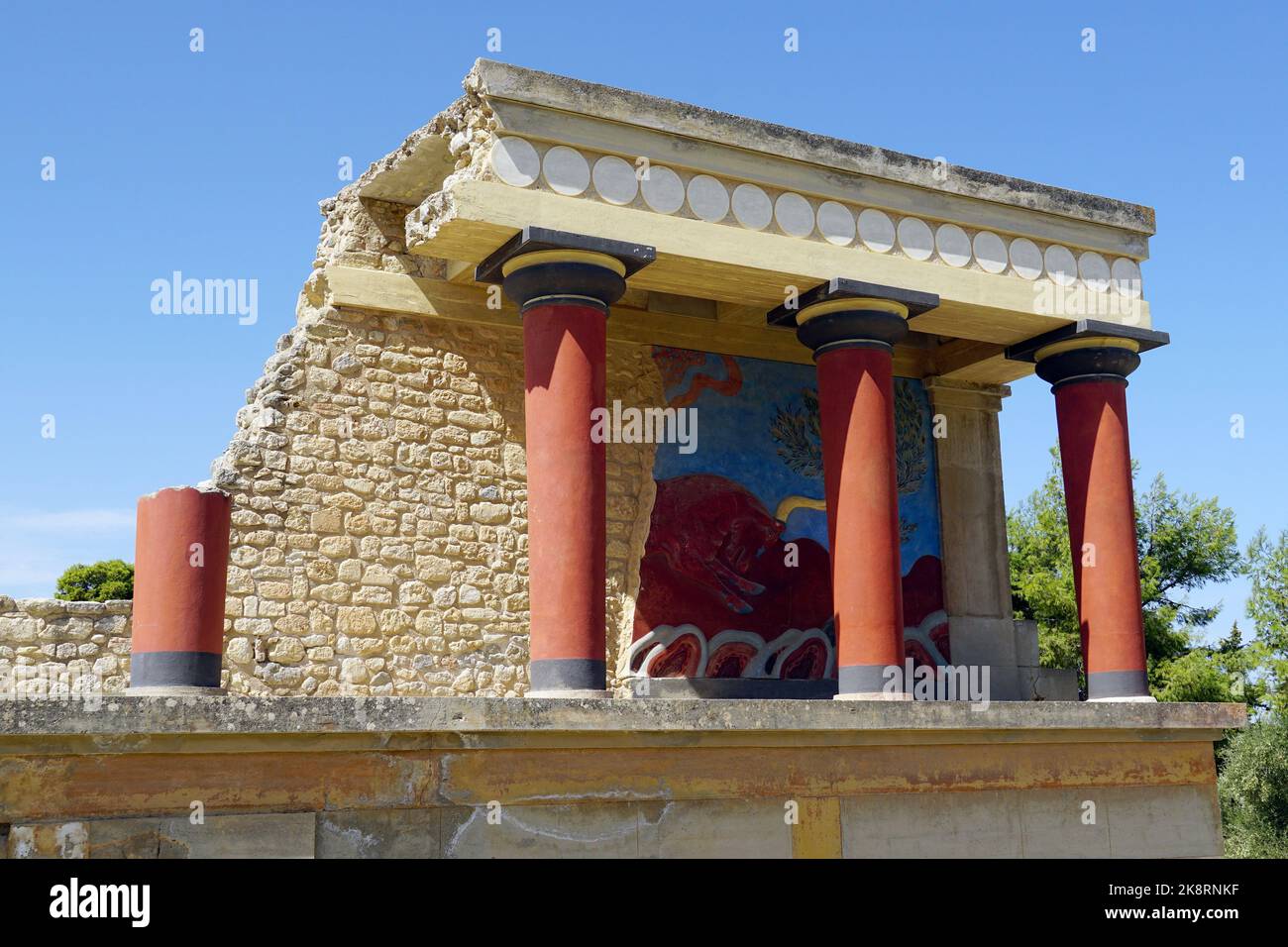 Restored North Entrance With Charging Bull Fresco Knossos Bronze Age 