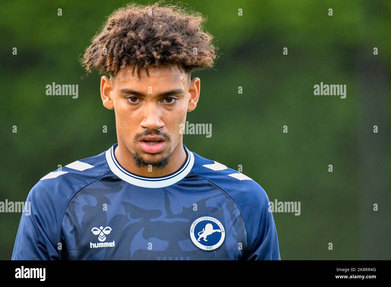 Swansea, Wales. 24 October 2022. Nathanael Ogbeta of Swansea City during  the Professional Development League game between Swansea City Under 21 and  Millwall Under 21 at the Swansea City Academy in Swansea