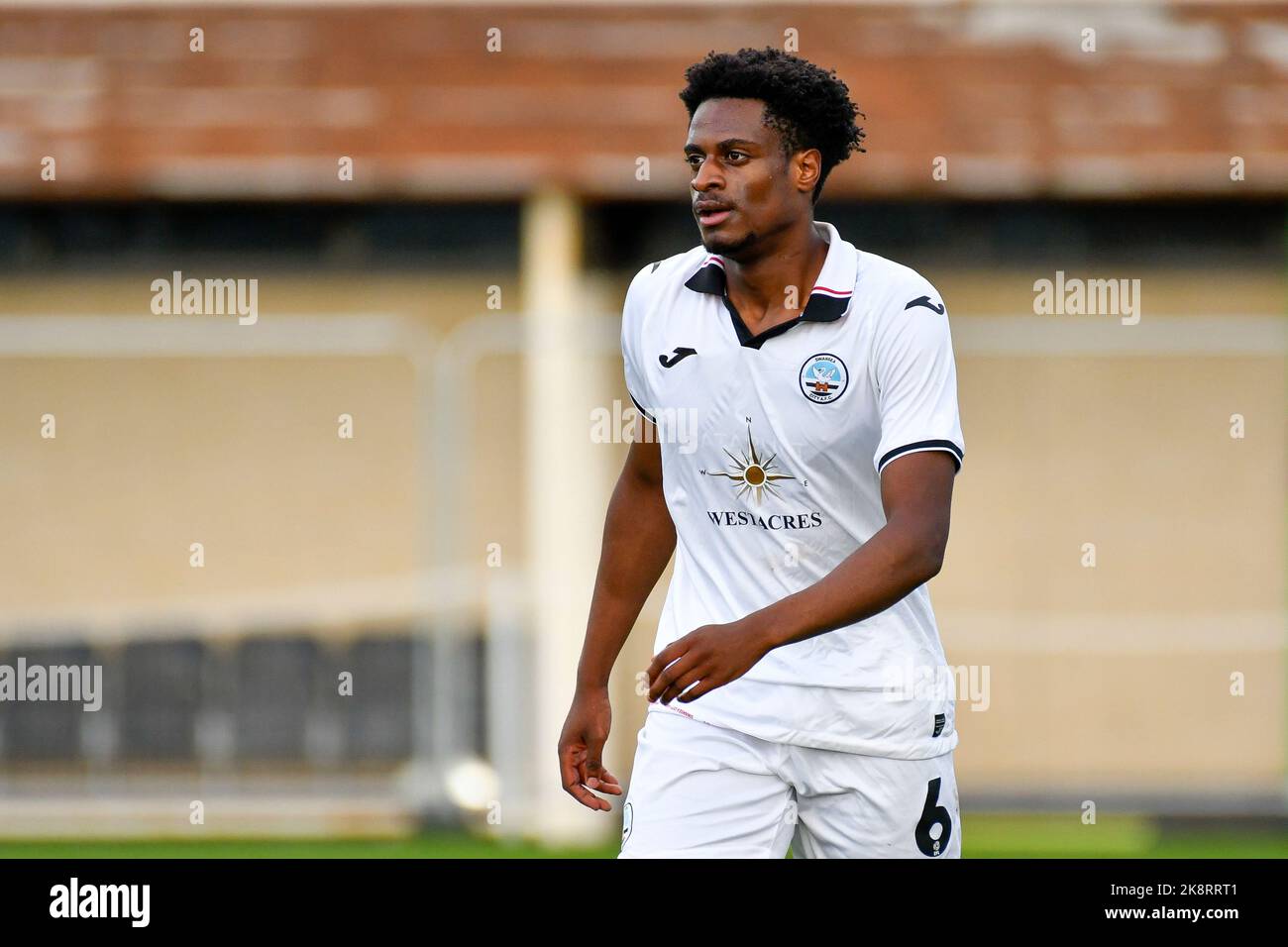 Swansea, Wales. 24 October 2022. Nathanael Ogbeta of Swansea City during  the Professional Development League game between Swansea City Under 21 and  Millwall Under 21 at the Swansea City Academy in Swansea