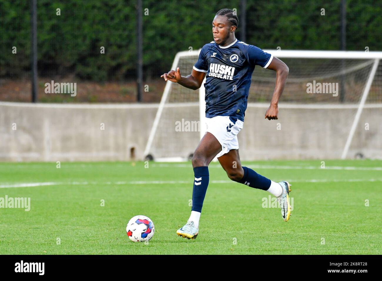 Swansea, Wales. 24 October 2022. Nathanael Ogbeta of Swansea City during  the Professional Development League game between Swansea City Under 21 and  Millwall Under 21 at the Swansea City Academy in Swansea