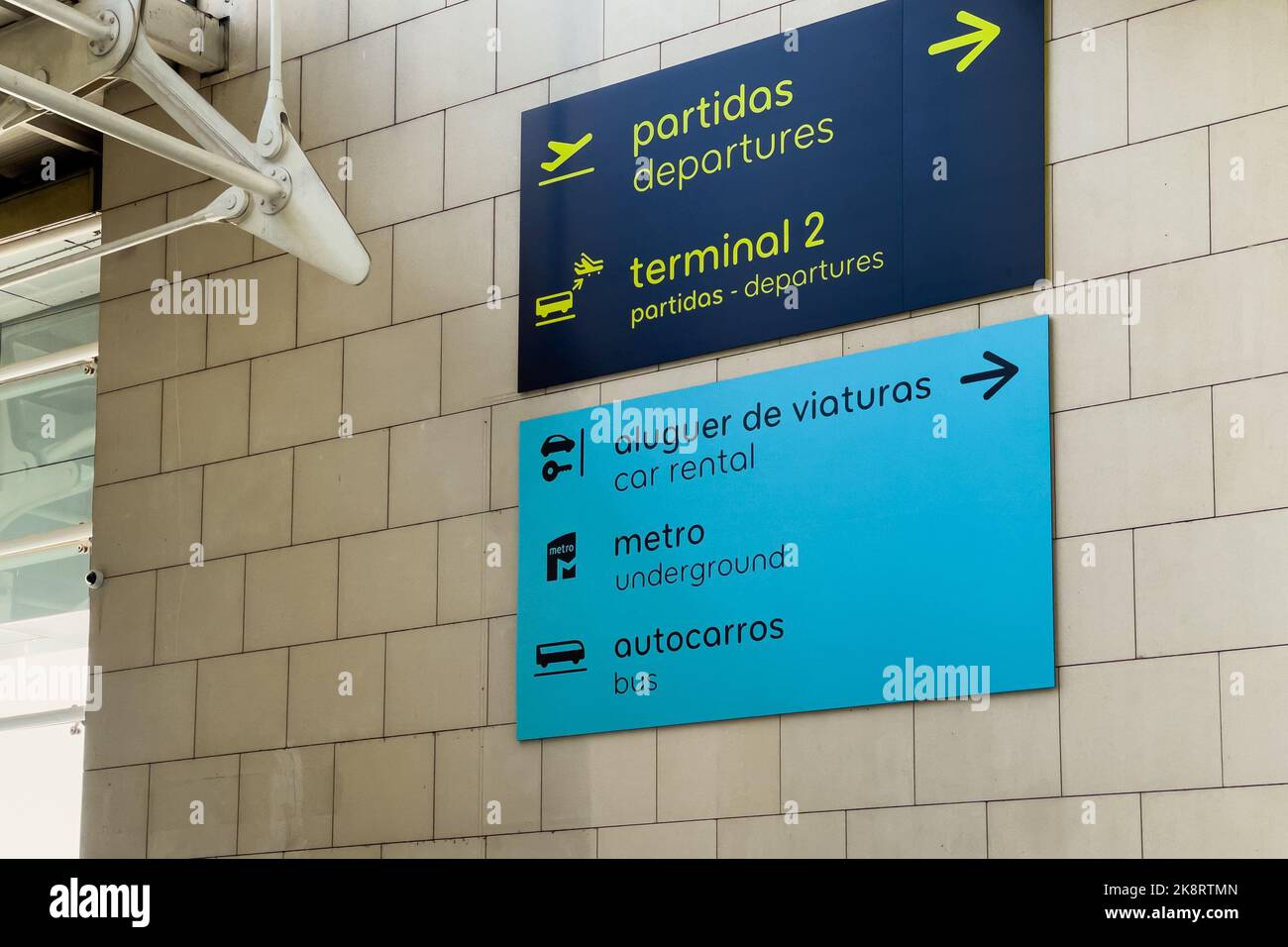 Directions board inside Lisbon airport Stock Photo Alamy