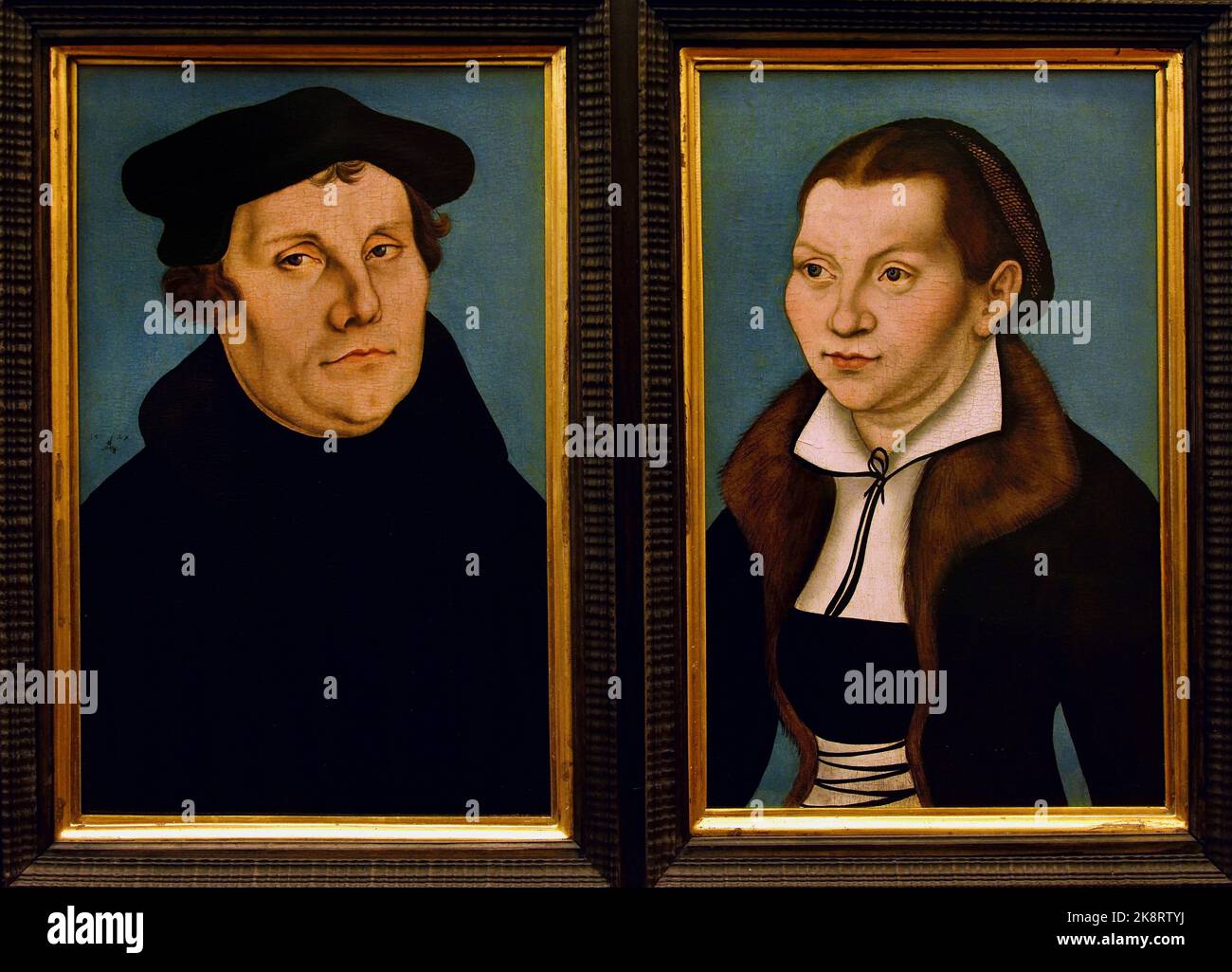 Portraits of Martin Luther and Katherina Bora 1529    Workshop of Lucas Cranach the Elder  (1472–1553) Lucas Cranach , Lutherstadt, Wittenberg, German,  painter, drawer, printmaker and court painter, Germany. Stock Photo