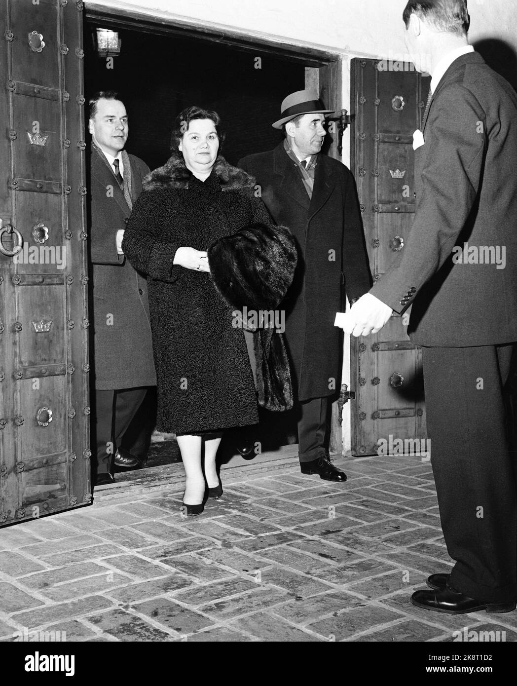 Oslo March 9, 1963. The Soviet Foreign Minister Andrei Gromyko (with hat) visits Norway with his wife. Photo: Aage Storløkken / NTB / NTB Stock Photo