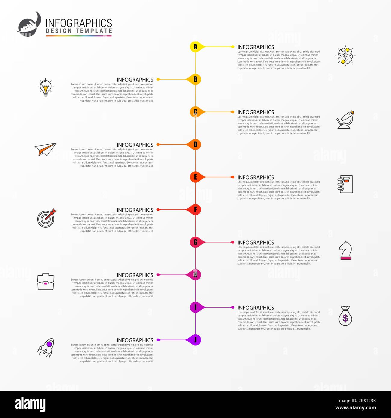 Infographic design template. Timeline concept with 10 steps. Can be ...