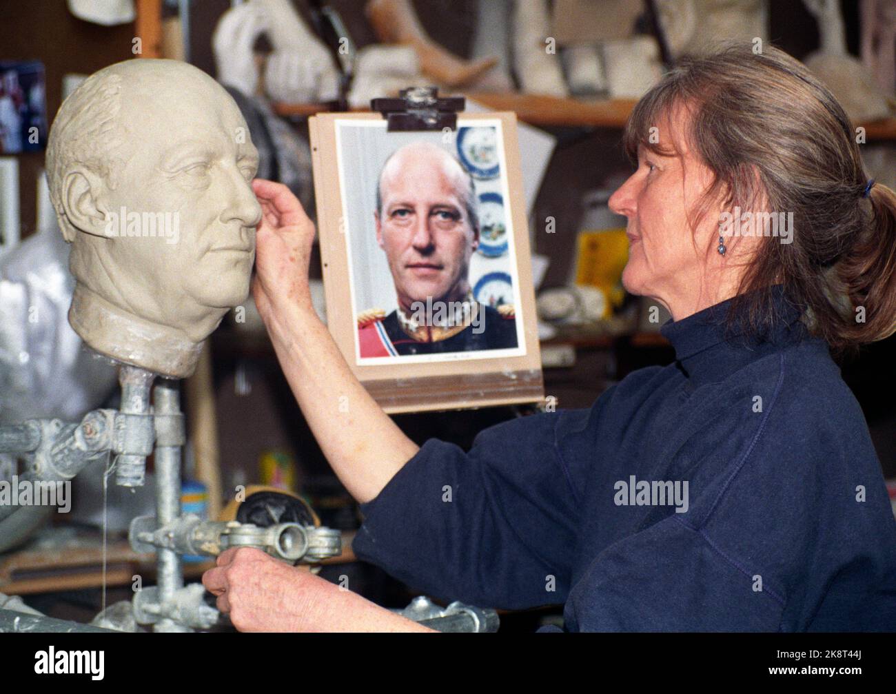 London, England, March 2, 1993. King Harald is modeled for setup in the